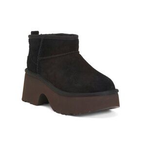 UGG Black Suede Classic Ultra Mini New Heights Boots